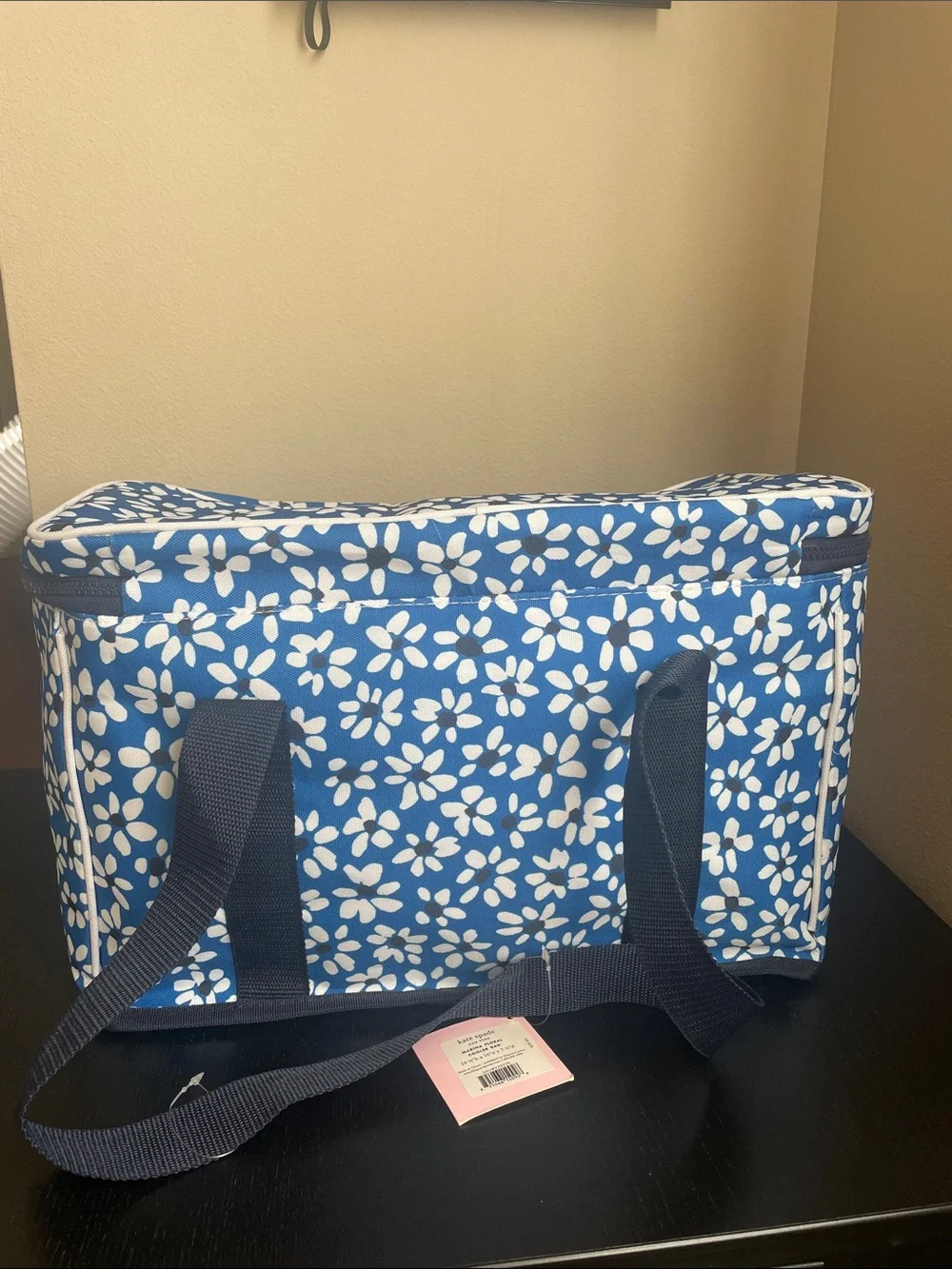 Kate Spade Cooler Bag Blue White Flowers Large Insulated Beach Picnic Road Trip